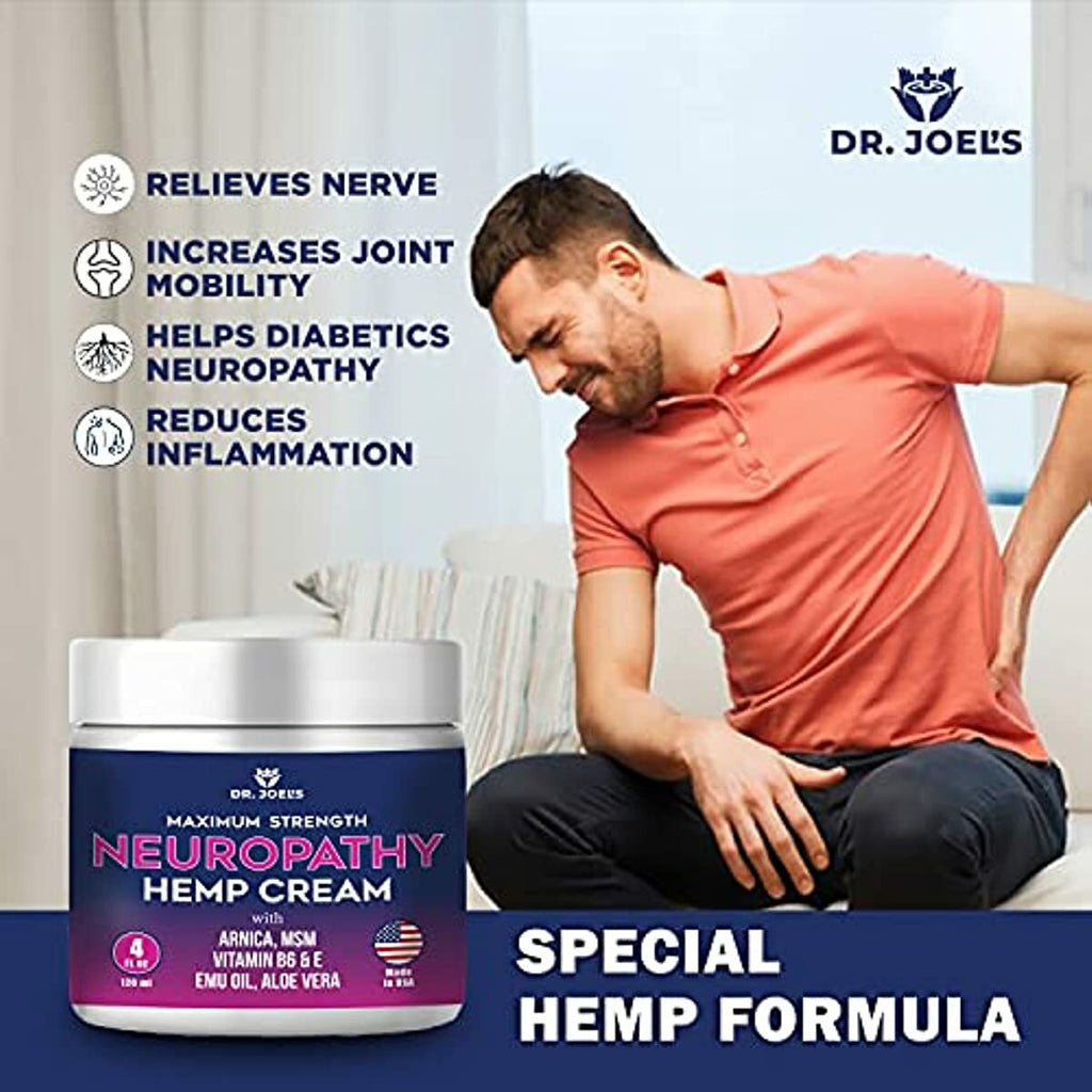Dr. JOEL'S Neuropathy Cream - Maximum Strength Nerve Relief Cream for Feet, Hands, Legs- 4 OZ Large - Made in USA
