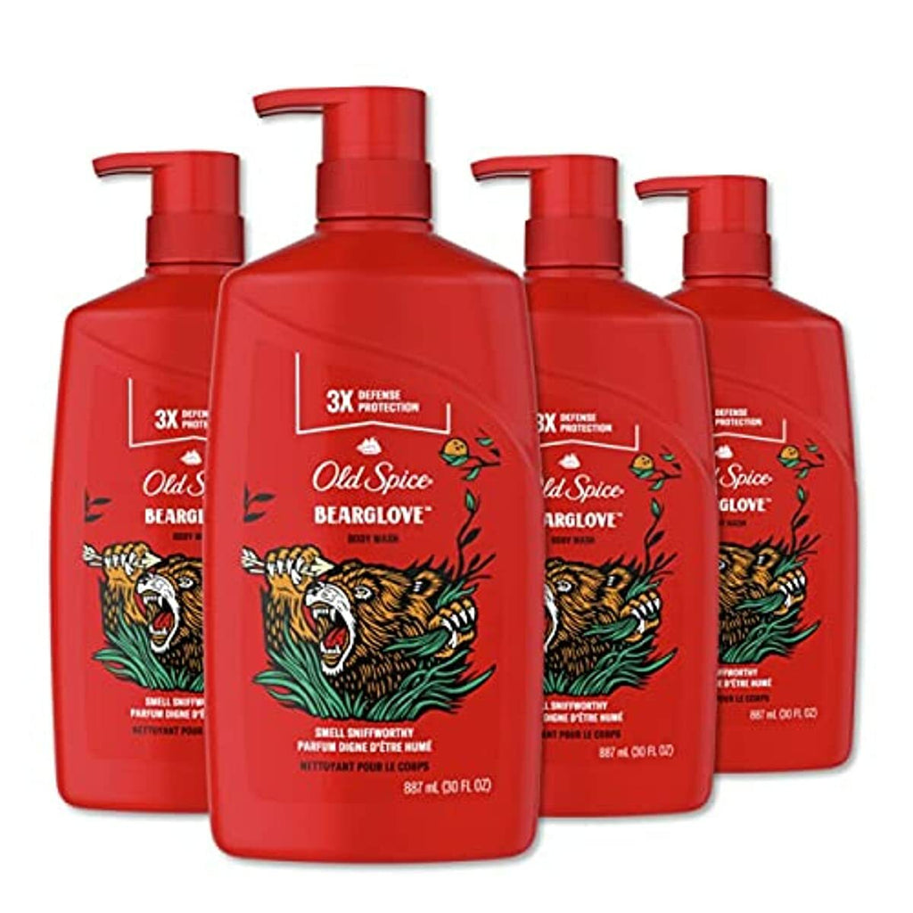 Old Spice Wild Bearglove Scent Body Wash for Men, 30 Fl Oz (Pack of 4)
