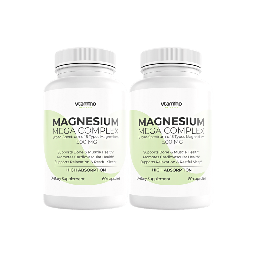 vtamino Magnesium Mega Complex High Absorption 500mg- Promotes Relaxation & Supports Muscles (30 Days Supply)