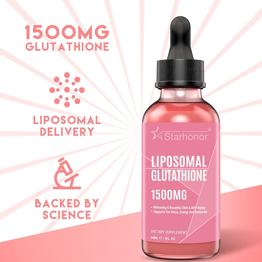 Liposomal Glutathione Liquid 1500mg, Starhonor Reduced Glutathione, Non-GMO Antioxidant Supplement for Enhanced Liver Detox, Cardiovascular, Brain, Immune Health, and Anti-Aging, 2.0 oz/60ML