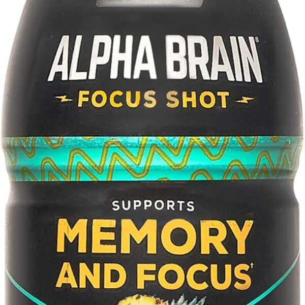 Alpha BRAIN Focus Energy Shot Supplement - Energy, Focus, Mood, Stress, Brain Booster Drink - Tropical (2.5 Fl Oz, 6 Ct)