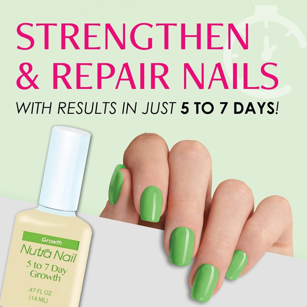 5 to 7 Day Growth Treatment - Fast Keratin Nail Hardener & Nail Strengthener for Thin Nails, Brittle & Damaged (0.47 Fl Oz)