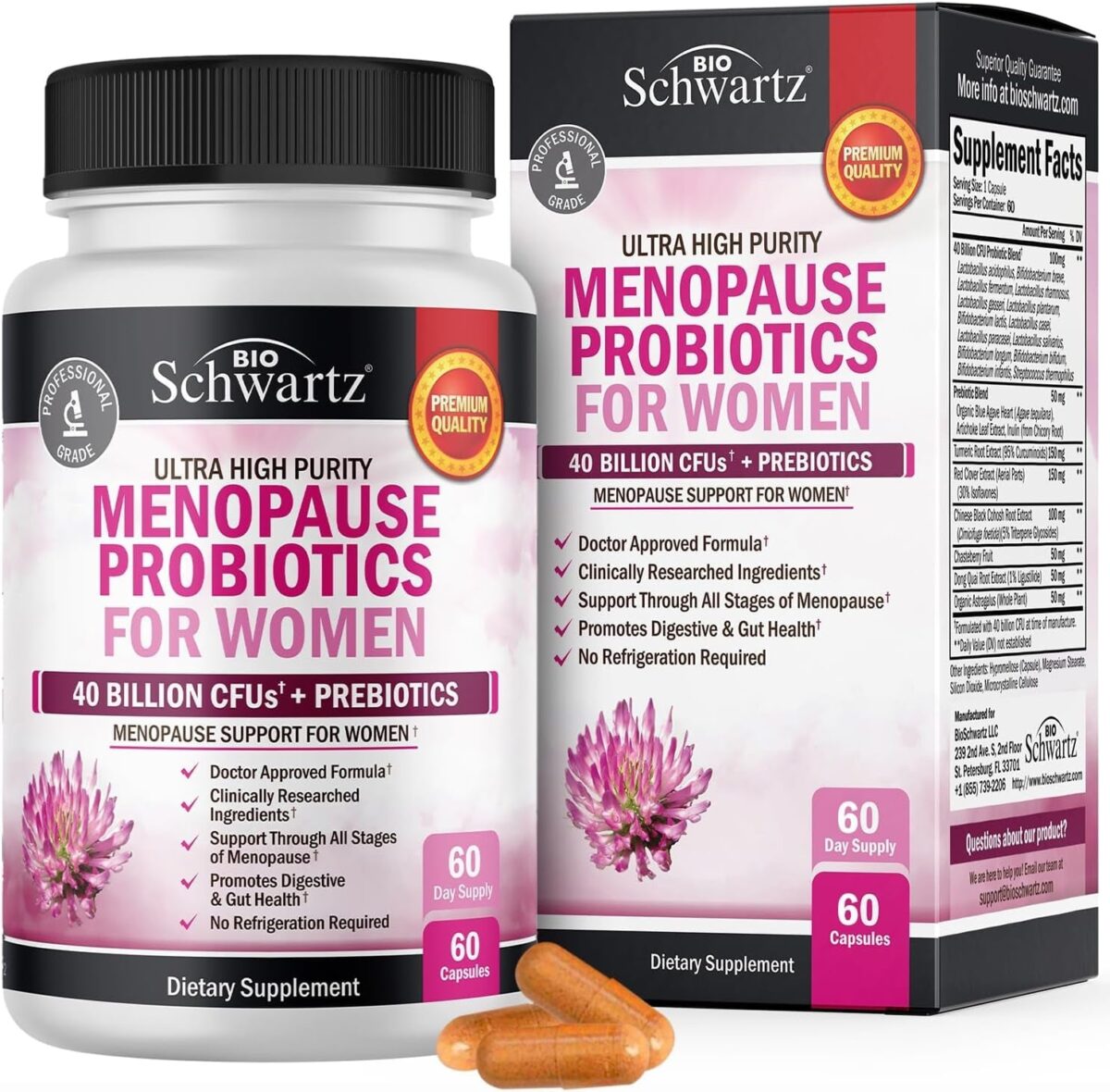 Menopause Support Probiotics for Women - Natural Menopause Relief for Hot Flashes Night Sweats Mood Swings and Hormone Balance - Menopause Supplements for Women with Astragalus - 30 Count 30 Servings