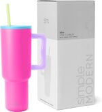 "Stay Hydrated in Style with the Simple Modern 40 Oz Tumbler - Insulated Stainless Steel Cup with Handle, Straw Lid, and Chic Cream Leopard Design - Perfect Gift for Women, Men, and Travel Enthusiasts - Fits in Cupholders!"