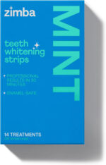 "Zimba Spearmint Fresh Teeth Whitening Strips - Vegan & Enamel Safe! Quick Results for Coffee, Wine, Tobacco, and More! 14-Day Treatment - Experience the Refreshing Power of Spearmint!"