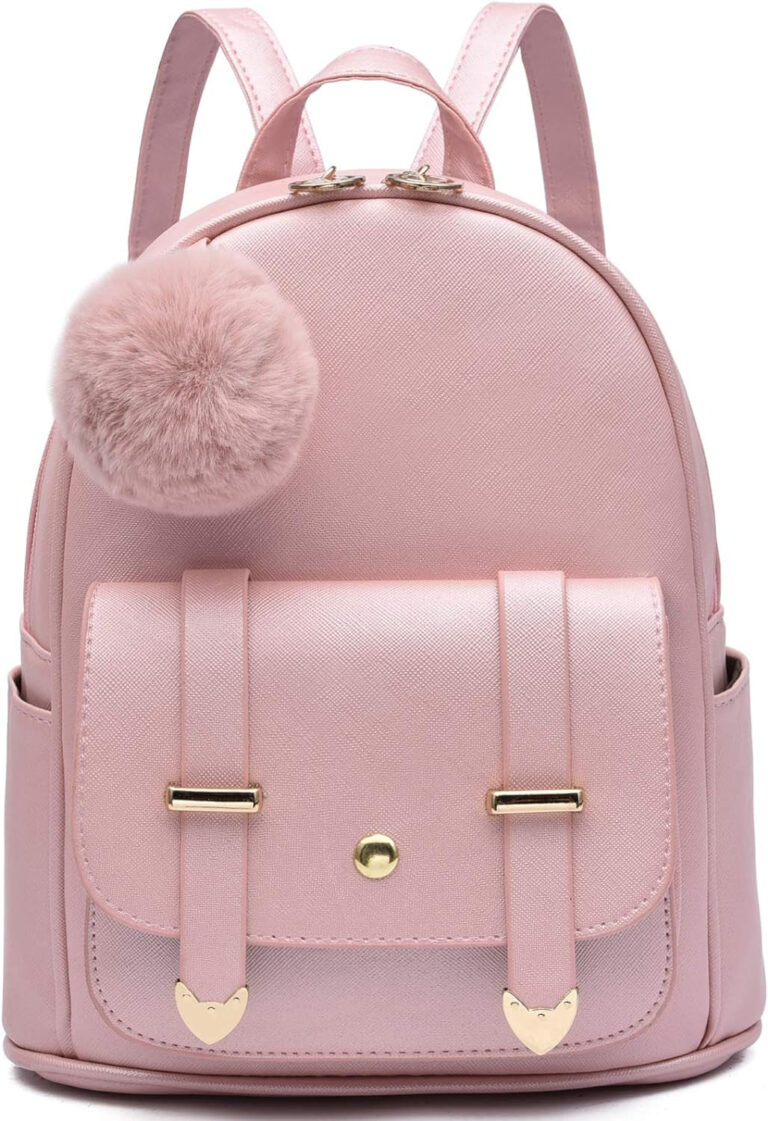 "Stylish and Trendy Mini Backpack Purse for Fashionable Girls and Women - Chic PU Leather Shoulder Bag with Pompom Detailing"