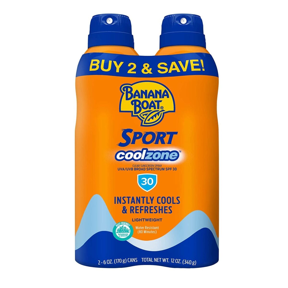 Banana Boat Sport Cool Zone SPF 50 Sunscreen Spray | Sport Sunscreen Spray SPF 50, Clear Sunscreen Spray, Banana Boat Sunscreen Spray SPF 50, Oxybenzone Free Sunscreen Pack SPF 50, 6Oz Each Twin Pack