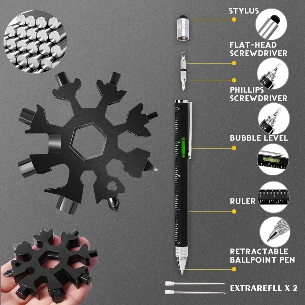 Gifts for Men, Birthday Gifts for Men, Christmas Gifts for Men, Dad, Boyfriend, Husband - Mens Gifts Ideas, Anniversary Unique Gifts for Men, Cool Gadgets for Men with Tumbler Snowflake Multitool Pen