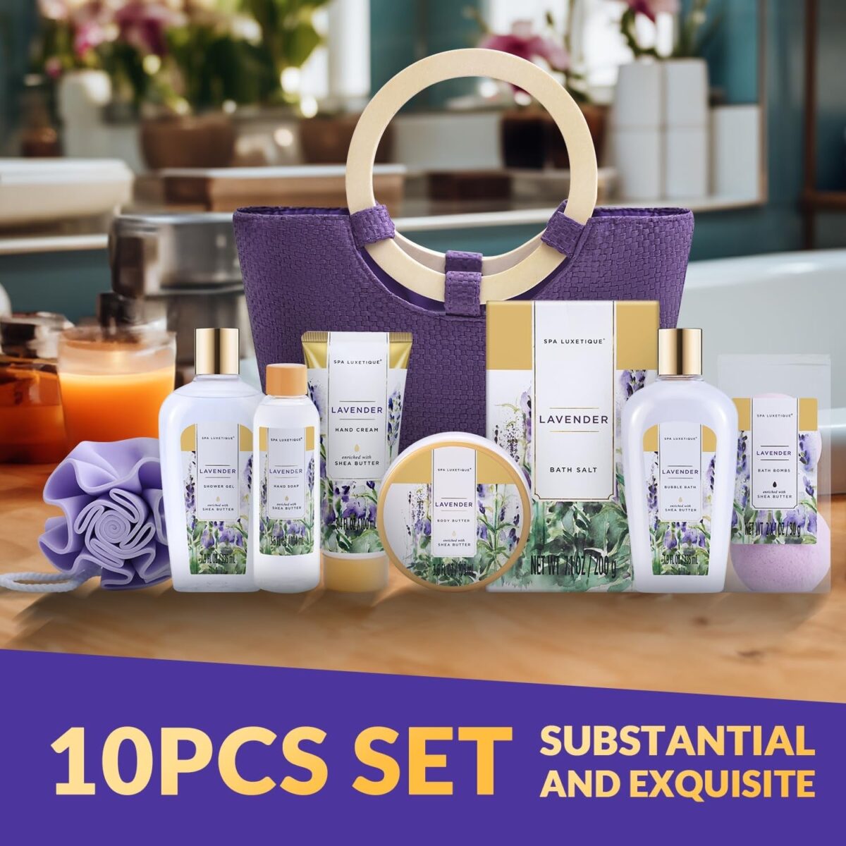 "Ultimate Spa Retreat Gift Set for Her - Indulge in 10 Luxurious Lavender Bath Products, Perfect for Relaxation and Pampering - Ideal Gift for Christmas, Birthdays, or Any Special Occasion"