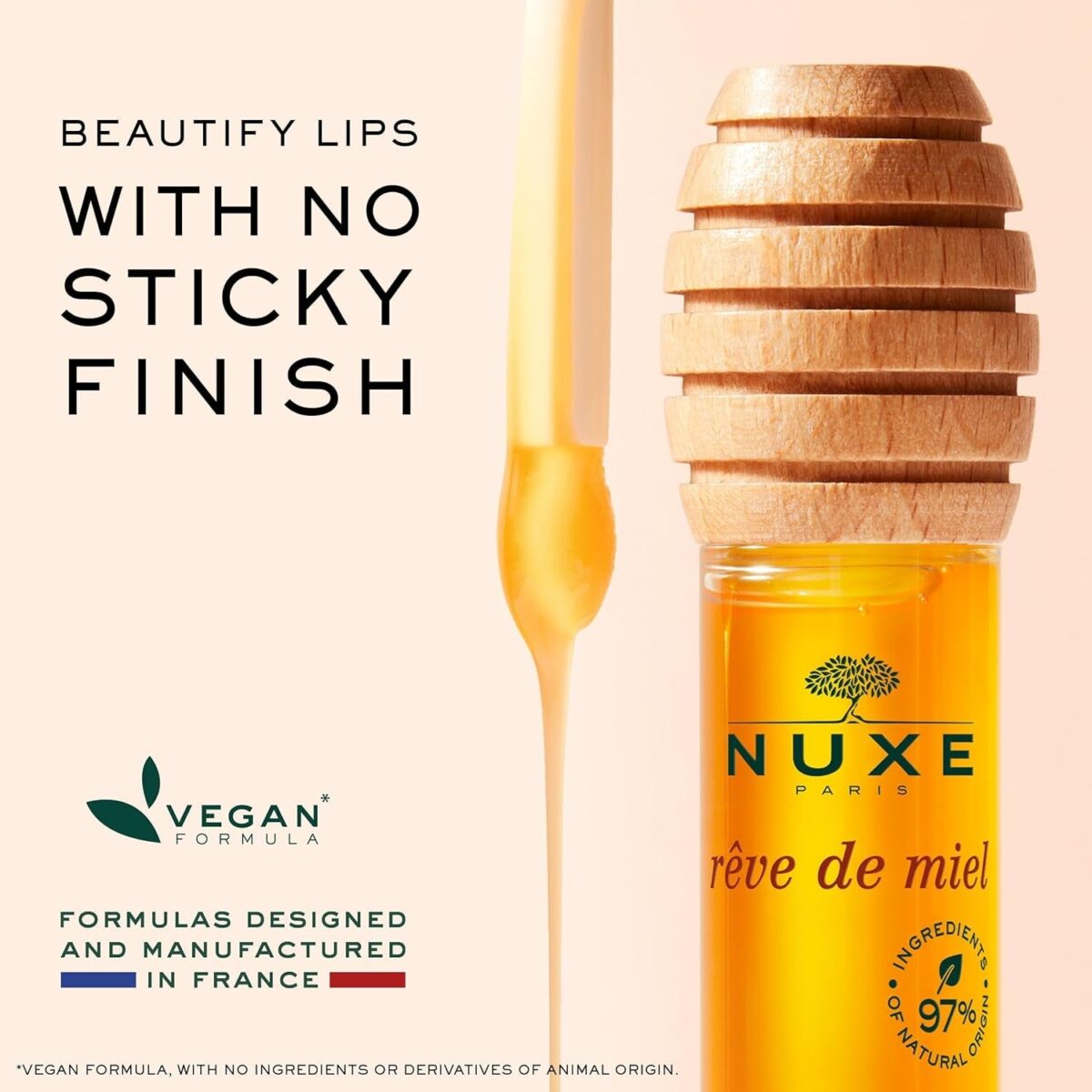 "NUXE Rêve De Miel Honey Lip Oil - Luxurious Organic Lip Gloss for Ultra Shiny Moisturized Lips"