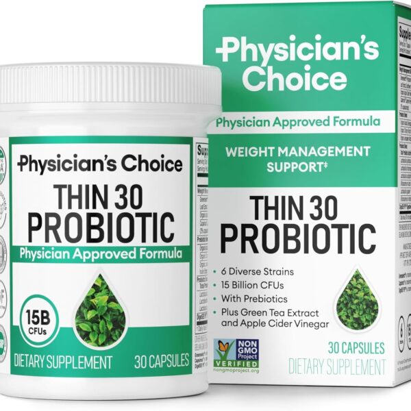 Probiotics for Weight Management & Bloating - 6 Probiotic Strains - Prebiotics - Key Ingredient Cayenne & Green Tea - Supports Gut Health - Weight Management for Women & Men - 30 CT