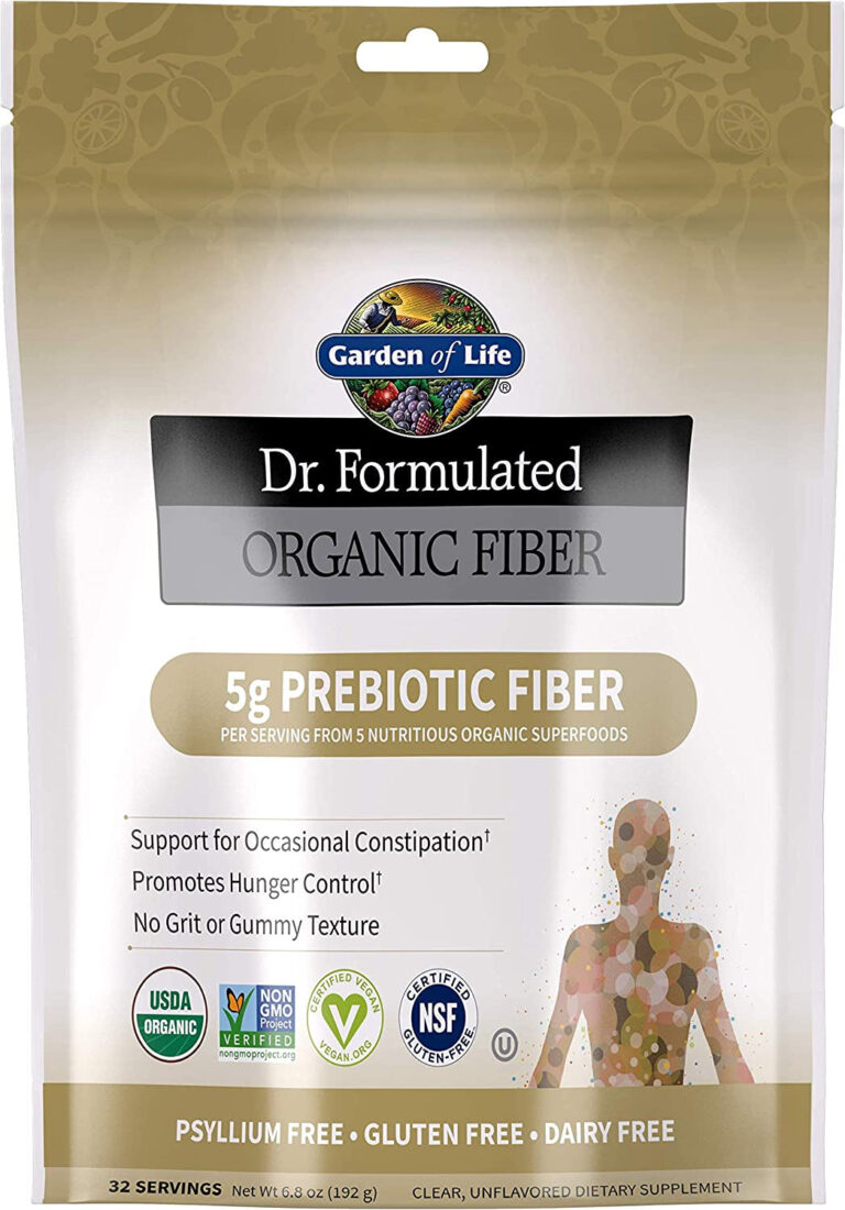 Garden of Life Dr Formulated Organic Fiber Supplement Powder Unflavored, Sugar Free, Psyllium Free Prebiotic Superfoods, Constipation Relief and Hunger Control for Men and Women, 32 Servings - Free & Fast Delivery