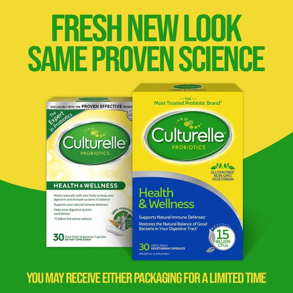 Culturelle Health & Wellness Daily Probiotic for Women & Men - 30 Count - 15 Billion Cfus & a Proven-Effective Probiotic Strain Support Your Immune System- Gluten Free, Soy Free, Non-Gmo - Free & Fast Delivery