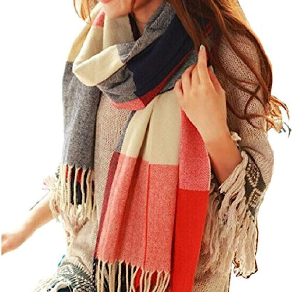 "Stay Cozy and Chic with Loritta Women's Plaid Scarf - Stylish Long Shawl Wrap for Winter, Perfect Gift for Her!"