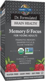 Garden of Life Dr. Formulated Organic Brain Health Memory & Focus for Teens and Young Adults 60 Tablets - Free & Fast Delivery