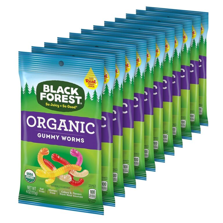 Organic Gummy Worms Candy, 4 Ounce Bag (Pack of 12)