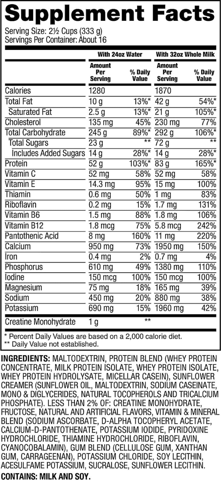 Dymatize Super Mass Gainer Protein Powder, 1280 Calories & 52G Protein, 10.7G Bcaas, Mixes Easily, Tastes Delicious, Gourmet Vanilla 12 Lbs - Free & Fast Delivery