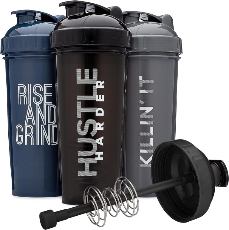 "Motivational Protein Shaker Bottle Set - Stay Inspired and Hydrated with GOMOYO's 3-Pack 28-Ounce Shaker Bottles in Silver, Blue, & Black - BPA Free, Dishwasher Safe, and Includes Action-Rod Mixer"