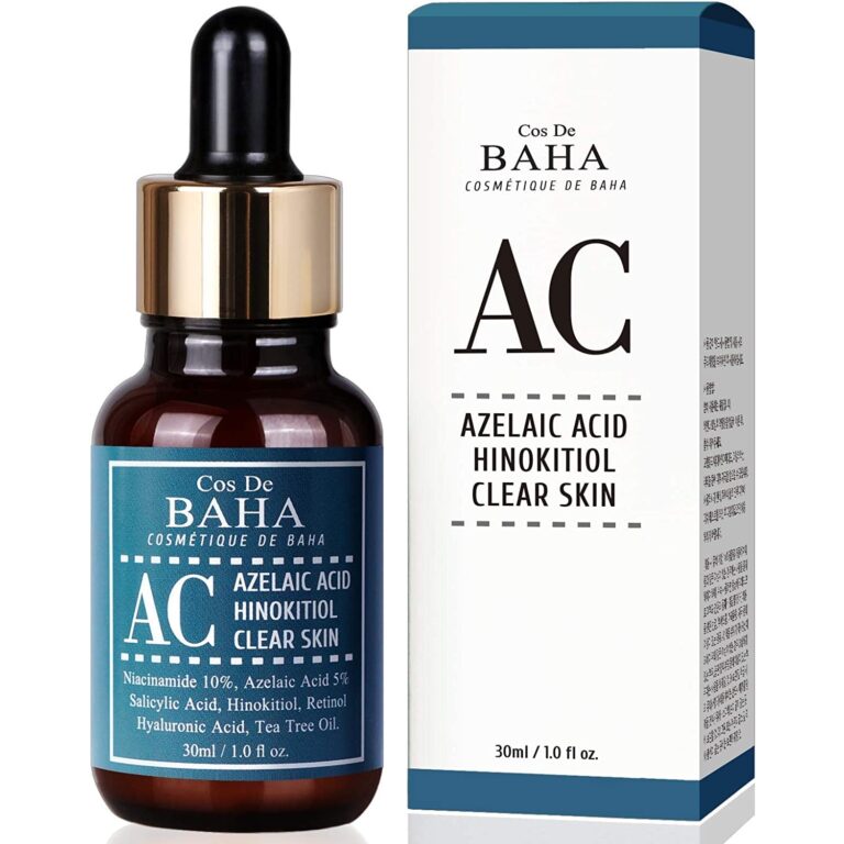 Azelaic Acid + Tea Tree Clear Skin Facial Serum with Niacinamide 10%, Salicylic Acid, Retinol - Fast & Efficient Cystic Acne, Age-Defying, Relieve Trouble Skin Formula, 1 Fl Oz (30Ml) Cos De BAHA