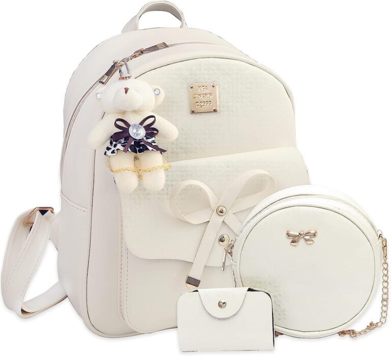 "Chic and Adorable K.E.J. Mini Backpack Set - Stylish Leather Bag with Bowknot Detail - Perfect for Women on the Go!"