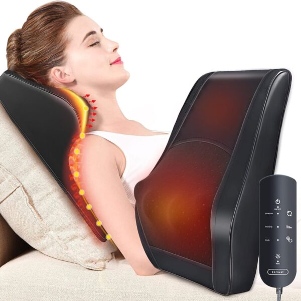 "Ultimate Relaxation: Boriwat Back Massager with Heat - Relieve Pain and Stress in Neck, Back, and Shoulders - Perfect Gift for Men, Women, and Parents - Enjoy a Soothing Massage Anywhere!"