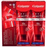 Colgate Optic White Renewal Teeth Whitening Toothpaste, Enamel Strength, 3 Oz Tube, 2 Pack