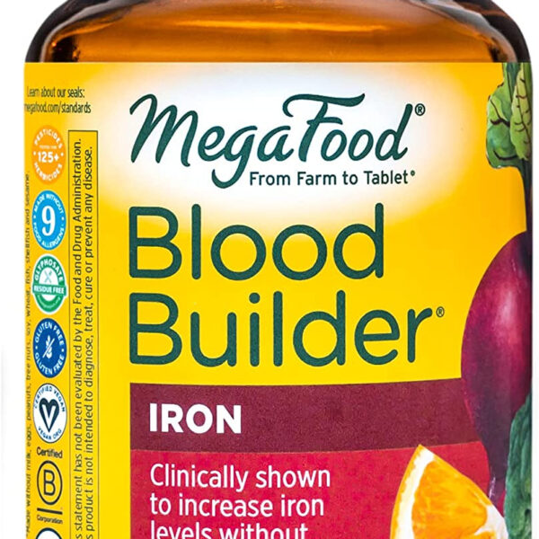 Megafood Blood Builder - Iron Supplement Shown to Increase Iron Levels without Nausea or Constipation - Energy Support with Iron, Vitamin B12, and Folic Acid - 90 Tablets