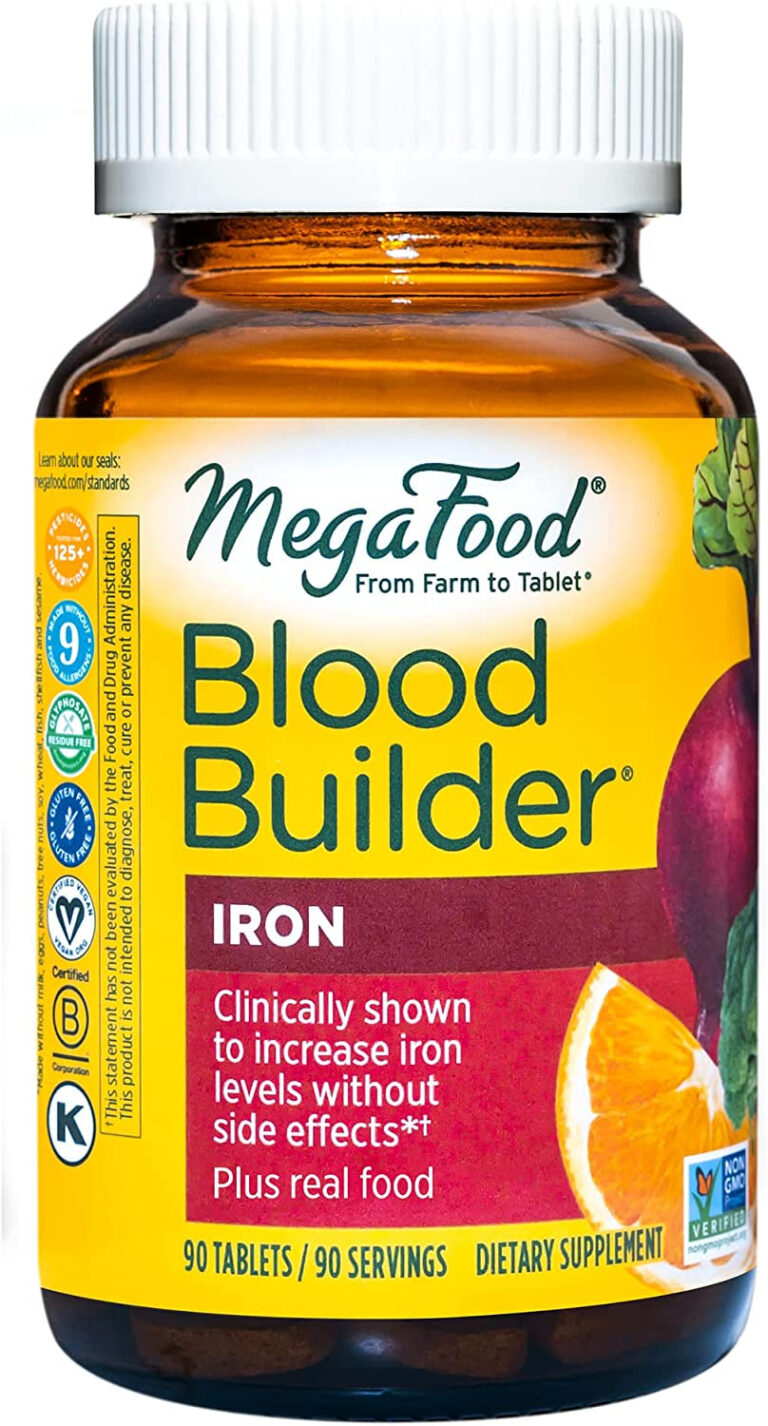 Megafood Blood Builder - Iron Supplement Shown to Increase Iron Levels without Nausea or Constipation - Energy Support with Iron, Vitamin B12, and Folic Acid - 90 Tablets