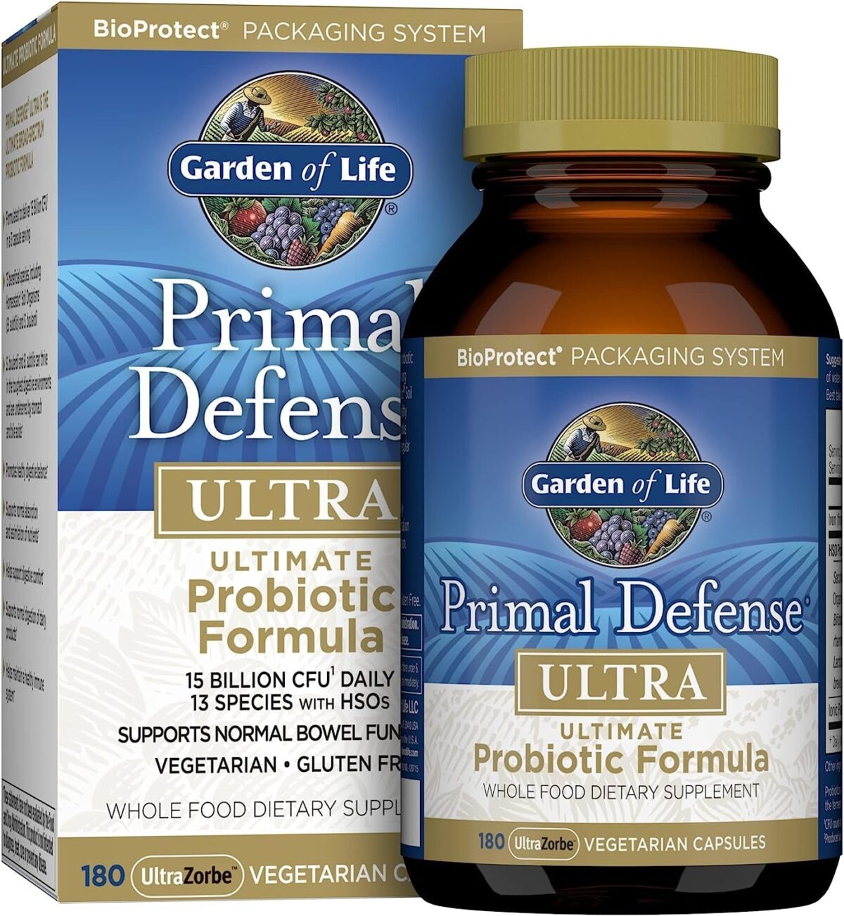 Garden of Life Primal Defense Ultra Ultimate Probiotic Formula - 15 Billion CFU and 13 Strains of Probiotics plus Hsos for Healthy Digestive Balance, Vegetarian and Gluten Free, 90 Capsules - Free & Fast Delivery