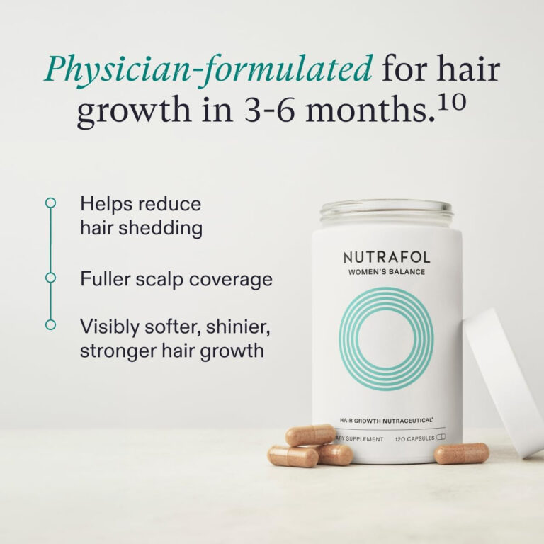 "Revitalize Your Hair: Nutrafol Women's Balance Hair Growth Supplements - Clinically Proven for Thicker Hair and Scalp Coverage, Ideal for Women 45 and Up - Dermatologist Recommended - 1 Month Supply Refill Pouch"