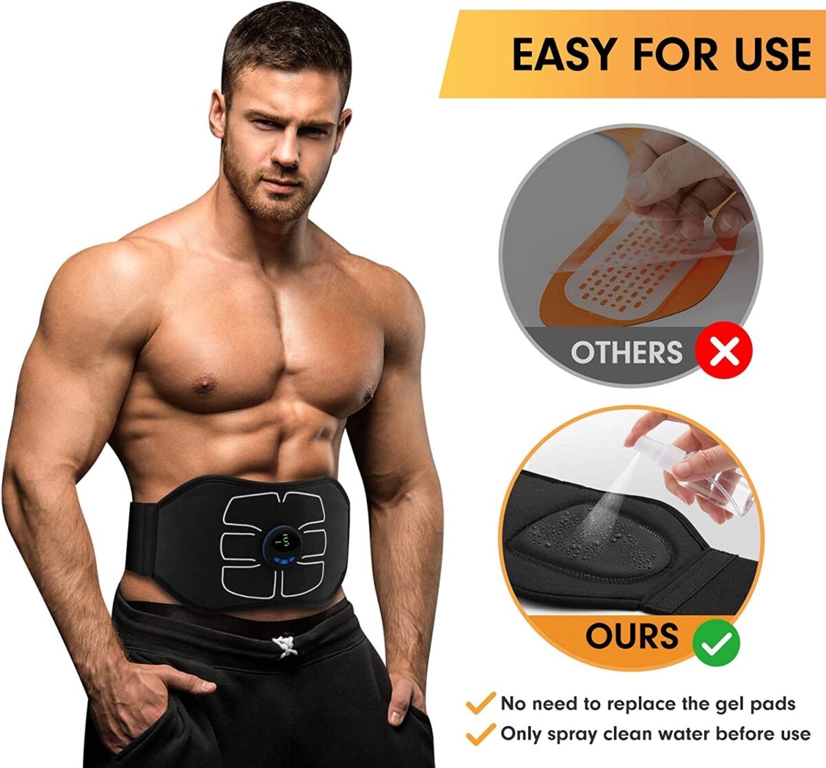 Marcooltrip MZ ABS Stimulator,Ab Machine,Abdominal Toning Belt Workout Portable Ab Stimulator Home Office Fitness Workout Equipment for Abdomen Black