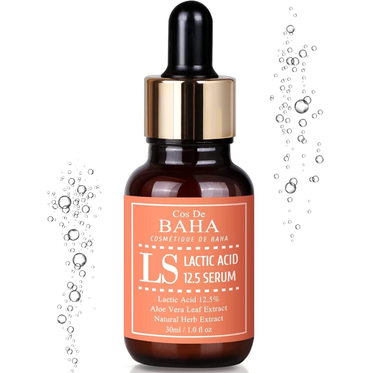 Lactic Acid 12.5% Hydrating Serum with Botanical Extracts - Gentle Skin Renewal and Radiance, Enhanced with Aloe Vera and Green Tea, Soothes and Balances for a Glowing Complexion, 1 Fl Oz (30Ml) Cos De BAHA