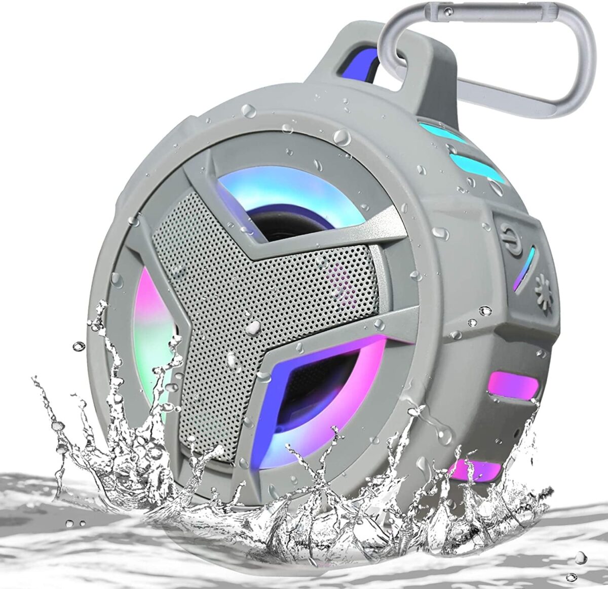 "Ultimate Waterproof Bluetooth Shower Speaker with LED Light - Portable, Floating, and True Wireless Stereo for Kayak, Beach, and Unisex Gifts - Black"