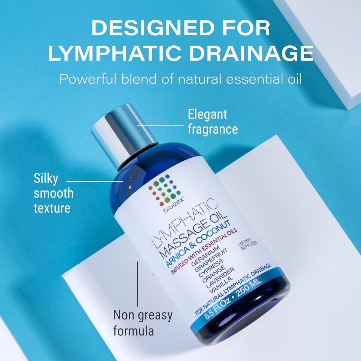 Lymphatic Drainage Massage Oil with Arnica Oil & Coconut for Post Surgery Recovery & Lymphatic Drainage Massager, Liposuction, 360 Lipo, BBL, after Tummy Tuck Surgery Items, Fibrosis Treatment, 8.5 Oz