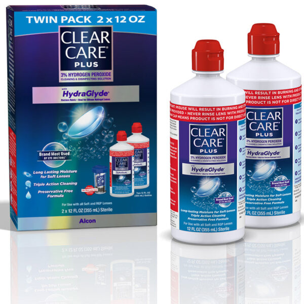 Clear Care plus Contact Lens Cleaning Solution with Hydraglyde Twin Pack