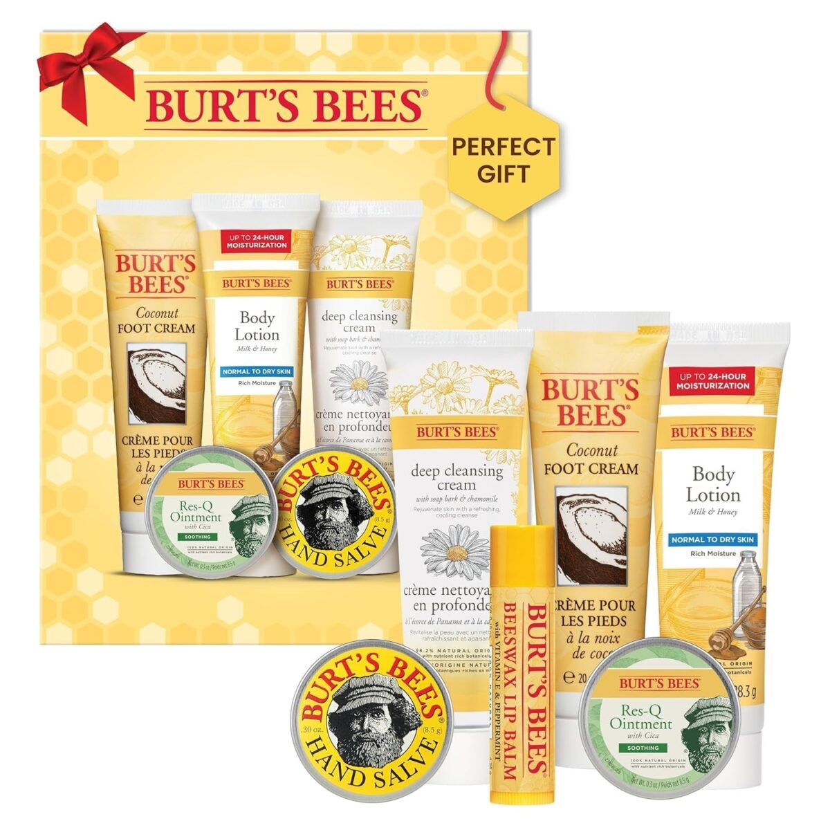 "Ultimate Holiday Skincare Set: Burt's Bees 6-Piece Stocking Stuffers - Pomegranate Lip Balm, Almond Milk & Honey Hand Creams, Coconut Foot Cream, Lemon Butter Cuticle Cream & Hand Salve"