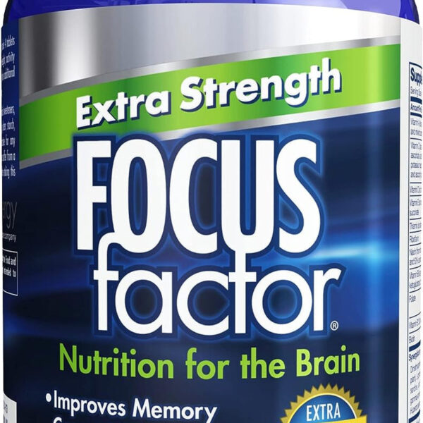 Focus Factor Adults Extra Strength, 120 Count - Brain Supplement for Memory, Concentration and Focus - Complete Multivitamin with DMAE, Vitamin D, DHA - Trusted Health Vitamins