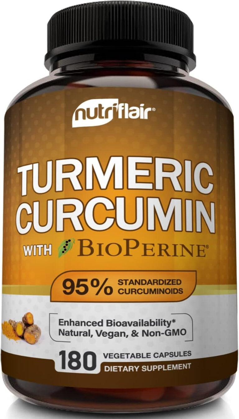 "Turmeric Powerhouse: Boost Your Health with Nutriflair's 1300mg Turmeric Curcumin Supplement - Enhanced with Bioperine for Maximum Absorption - 180 Capsules"