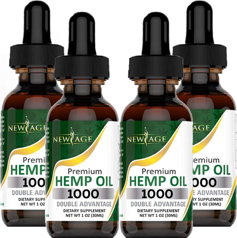 Hemp Oil - 4 Pack - 1000Mg of Hemp - Grown & Made in USA - Natural Hemp Drops by Newage