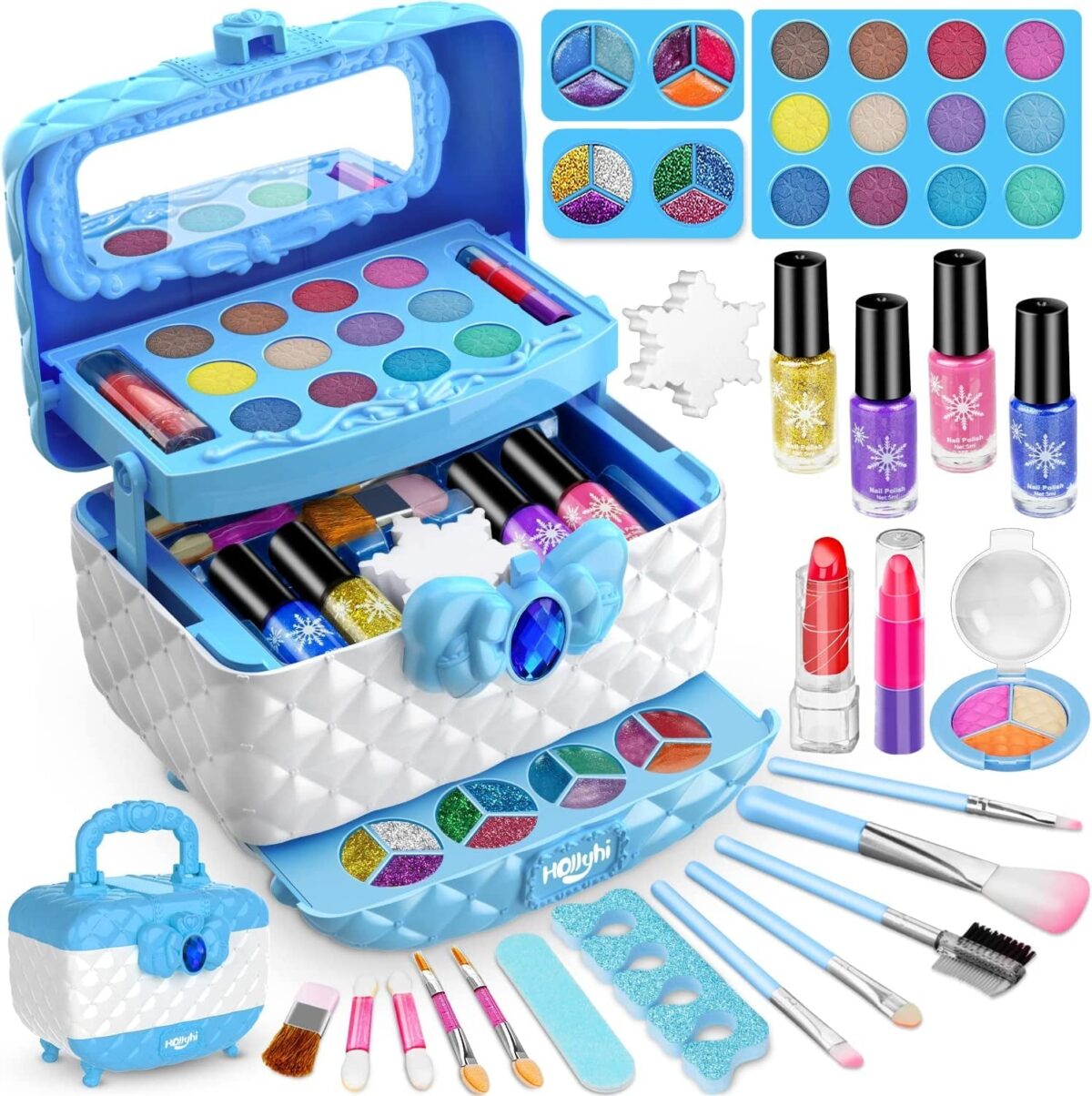 "Ultimate Glamour Kit for Little Divas - 42 Piece Washable Kids Makeup Set with Real Cosmetic Case - Perfect Birthday Gift for Trendy Girls Ages 3-12 (Pink)"