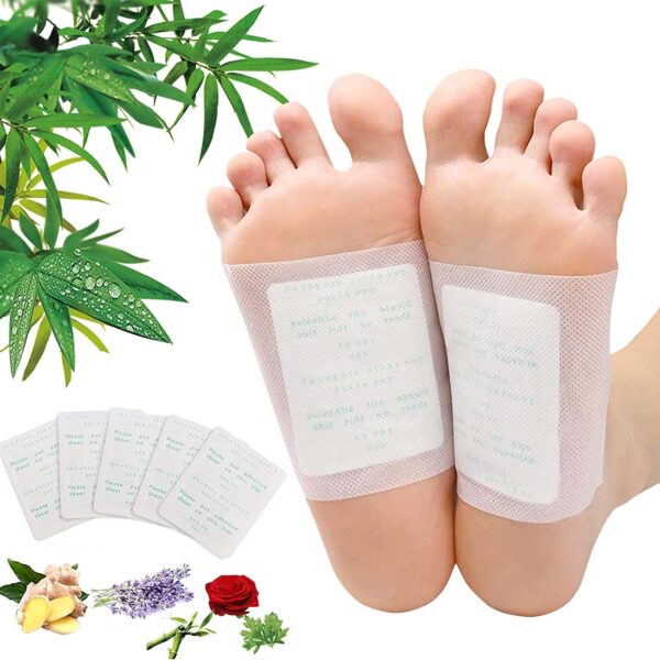 100Pads Foot Pads | Natural Bamboo Vinegar Ginger Powder Foot Pads | Deep Cleansing Foot Paches for Stress Relief, Better Sleep Suitable for Travel or Home Use