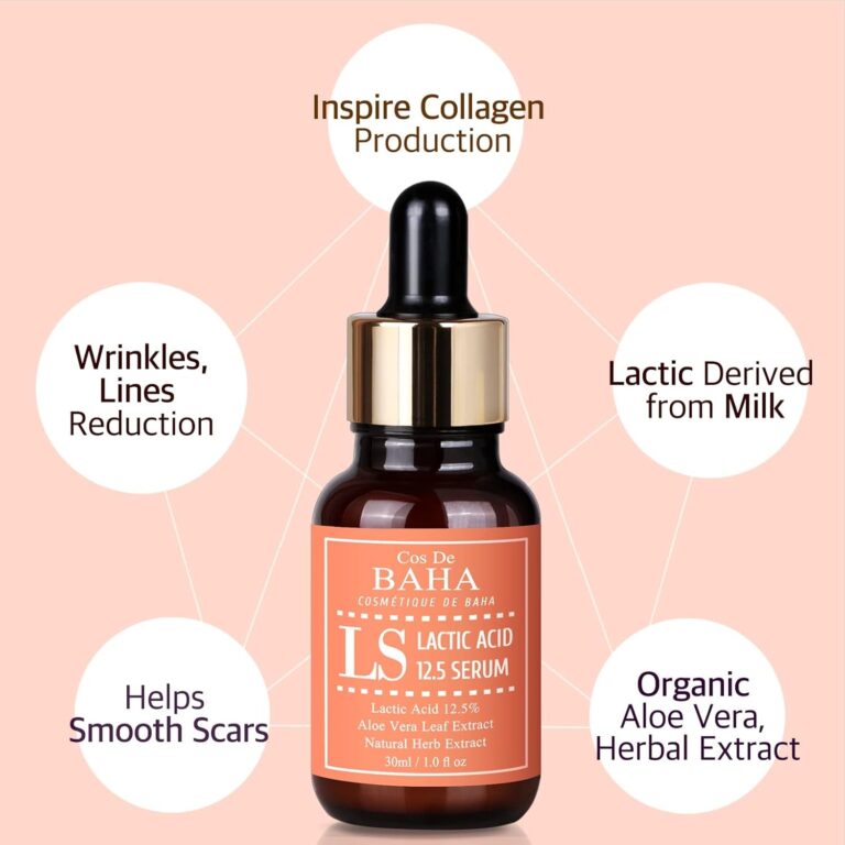 Lactic Acid 12.5% Hydrating Serum with Botanical Extracts - Gentle Skin Renewal and Radiance, Enhanced with Aloe Vera and Green Tea, Soothes and Balances for a Glowing Complexion, 1 Fl Oz (30Ml) Cos De BAHA