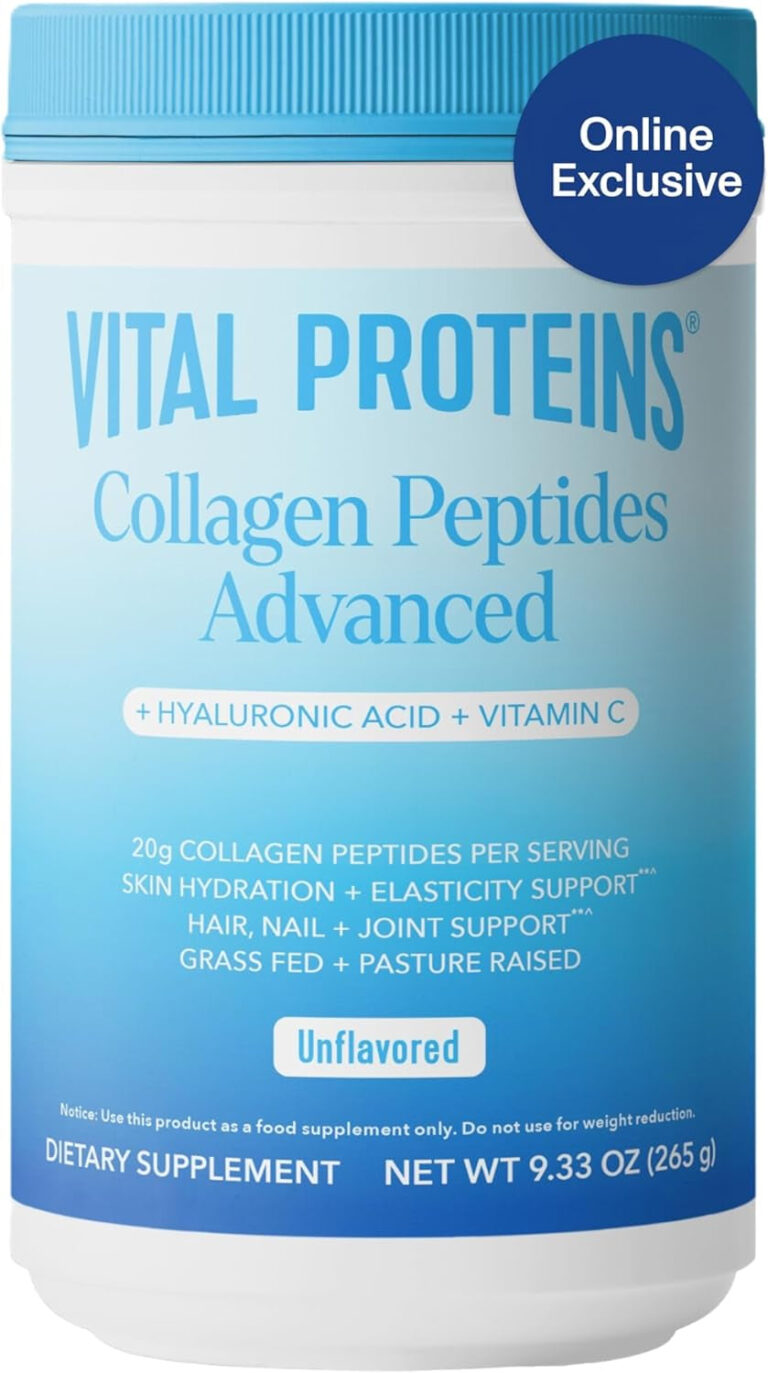 Collagen Powder Supplement Hydrolyzed Peptides with Hyaluronic Acid and Vitamin C - Non-Gmo, Dairy & Gluten Free Unflavored, 9.33Oz