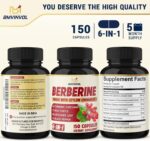 Berberine with Ceylon Cinnamon, Turmeric, Milk Thistle, Artichoke, Black Pepper - 150 Count - Pack of 1