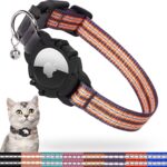 FEEYAR Airtag Cat Collar,Integrated Kitten Collar with Apple Airtag Holder, Reflective GPS Cat Collar with Bell[Black], Lightweight Tracker Cat Collars for Girl Boy Cats, Kittens and Puppies