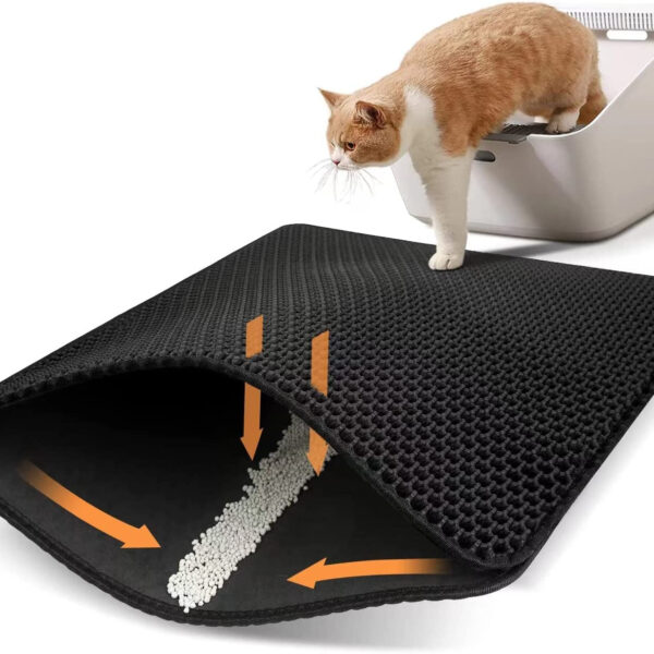 Conlun Cat Litter Mat Cat Litter Trapping Mat, Honeycomb Double Layer Design, Urine and Water Proof Material, Scatter Control, Less Waste，Easier to Clean,Washable