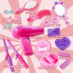 "Ultimate Glamour Makeover Set for Girls - 17Pcs Pretend Play Beauty Salon Kit with Hairdryer, Curling Iron, and More! Perfect for Fashionable Kids, Birthday Parties, and Endless Fun!"