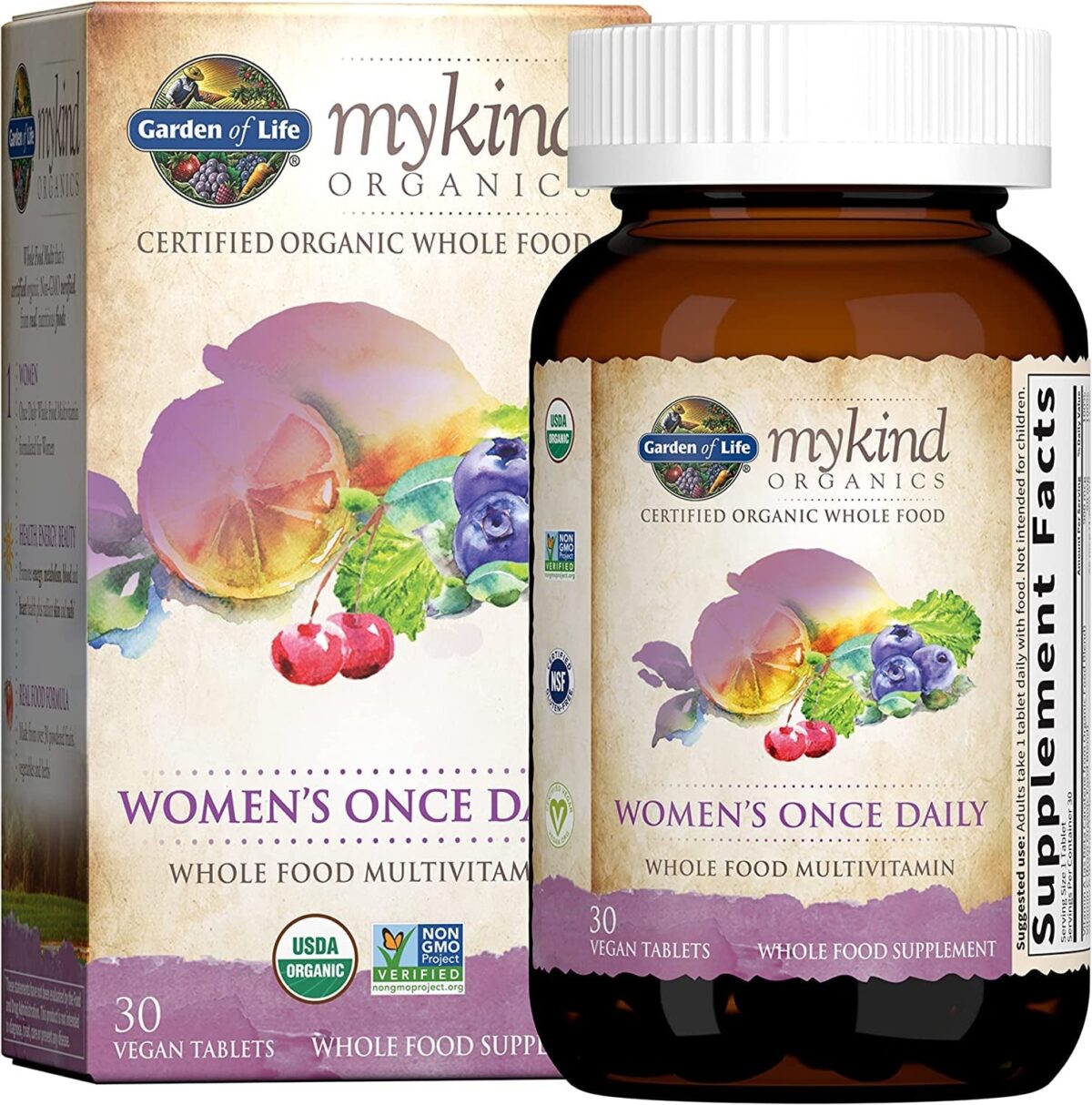 Garden of Life Multivitamin for Women - Mykind Organics Women'S Once Daily Multi - 60 Tablets, Whole Food Multi with Iron, Biotin, Vegan Organic Vitamin for Women'S Health, Energy Hair Skin and Nails - Free & Fast Delivery