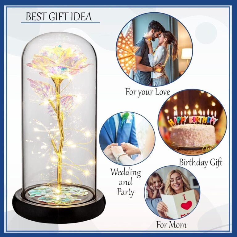 "Enchanted Galaxy Rose: The Perfect Gift for Her - Personalized, Unique, and Timeless. Ideal for Mom, Wife, Daughter, or Any Special Woman in Your Life. Make this Christmas Unforgettable with this Stunning Glass Rose Flower."