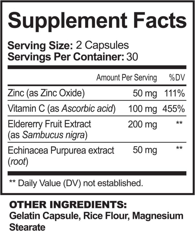 "Boost Your Immune System with Nutriflair Zinc 50Mg - Enhanced with Vitamin C, Elderberry, and Echinacea Purpurea Extract - The Ultimate Immune Support Formula with 4 Powerful Defense Ingredients!"